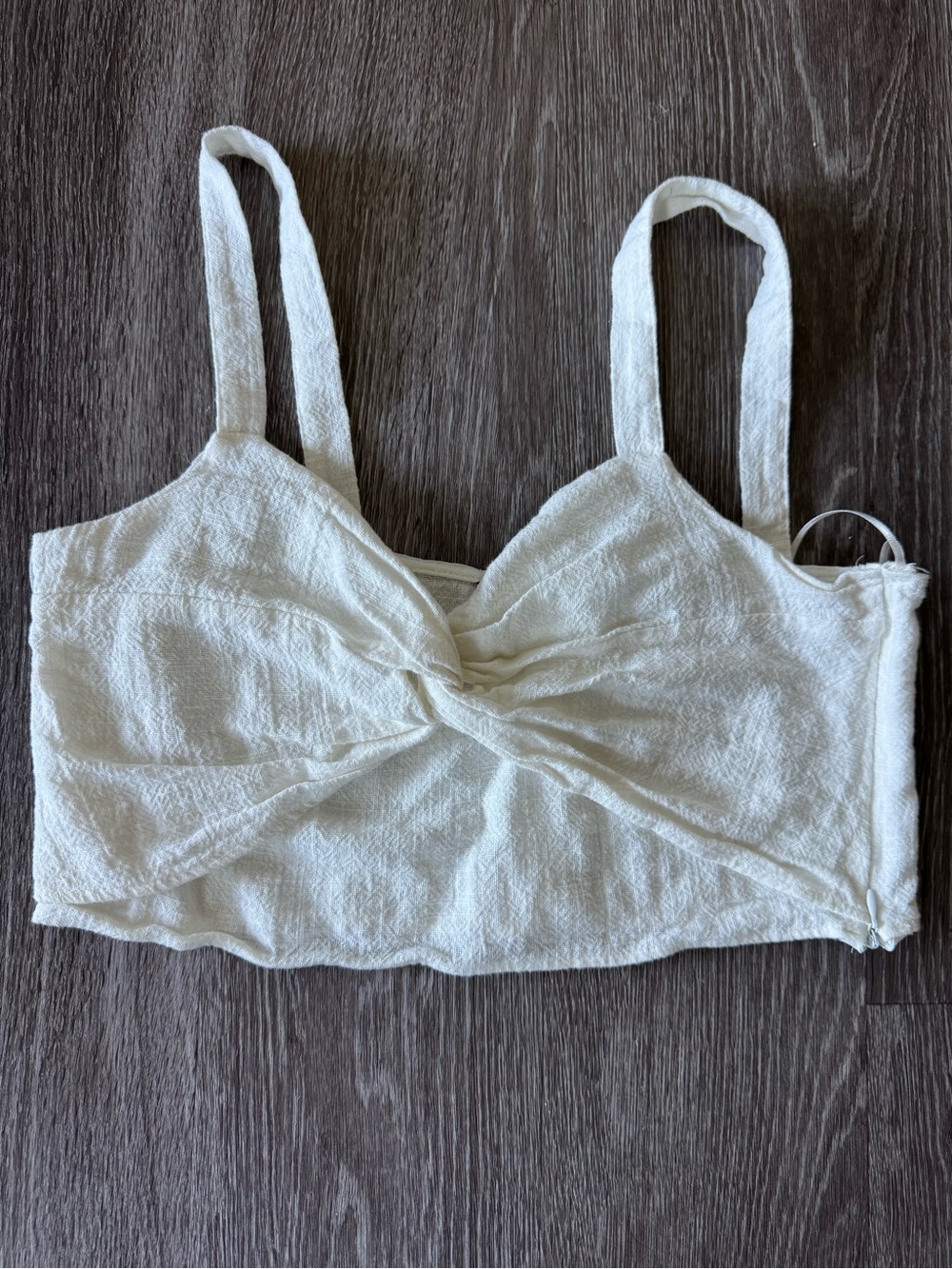 Zara White Cream Twist-Front Crop Top Cotton Medium NWOT